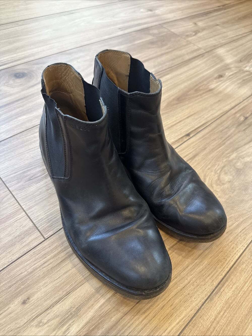 GEOX RESPIRA ITALIAN LEATHER EU 42.5 UK 8.5 MENS BLACK CHELSEA ANKLE BOOTS